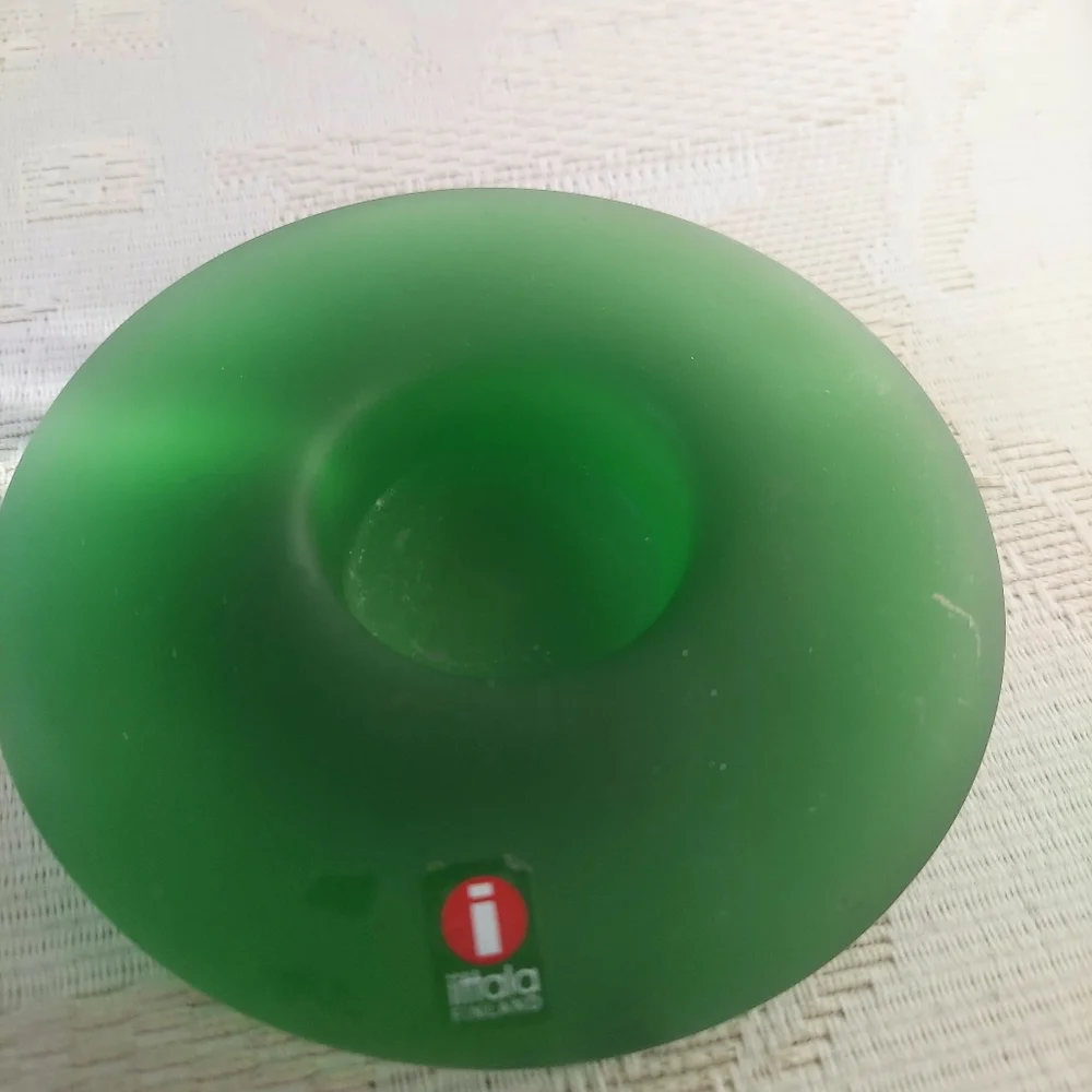 2 Pc Iittala Finland Nappi Tealight Votive candle Holders Green Blue Markku Salo
